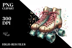 Vintage Dirty Roller Skates Confetti Watercolor Product Image 1