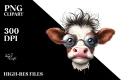 Funny Cow with Cool Hairstyle PNG Product Image 2