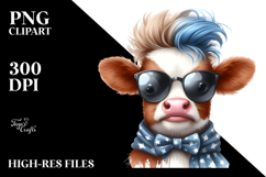 Funny Baby Cow with Funny Hair PNG Product Image 2
