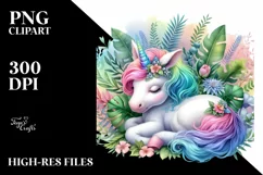 Baby Unicorn with Jungle Background, PNG Product Image 3