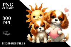 Cute Sun with Cavalier Spaniel PNG Product Image 2