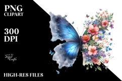 Colorful Bird and Butterfly Painting PNG Product Image 2