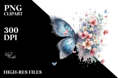 Butterfly Among Spring Flowers PNG Product Image 2