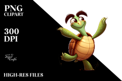 Silly Cartoon Turtle with Rolling Eyes PNG Product Image 2