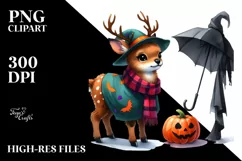 Vibrant Halloween Baby Elk | Watercolor Product Image 1
