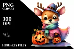Vibrant Halloween Baby Elk | Watercolor Product Image 3