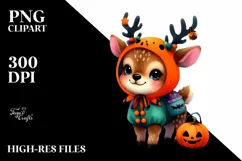 Vibrant Halloween Baby Elk | Watercolor Product Image 3