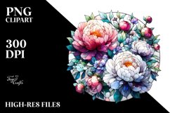 Stained Peonies Watercolor Splash | Clipart Product Image 3