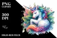 Baby Unicorn with Jungle Background, PNG Product Image 3