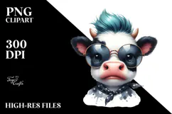 Funny Cow with Cool Hair PNG Product Image 2
