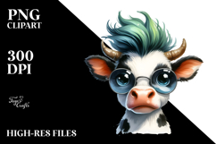 Goofy Baby Cow with Cool Hair, Colorful PNG Product Image 2