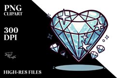 Simple Cartoon Heart Diamond PNG Product Image 2