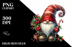 Detailed Watercolor Christmas Gnome PNG Product Image 3