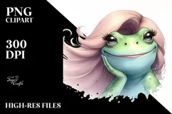 Funny Cute Frog Diva Look Watercolor Product Image 1