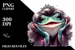 Funny Cute Frog Diva Look Watercolor Product Image 1