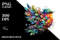 Abstract Vibrant Watercolor Bird PNG Product Image 1