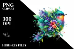 Abstract Vibrant Watercolor Bird PNG Product Image 1
