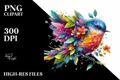 Abstract Vibrant Watercolor Bird PNG Product Image 1