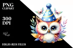 Vibrant Baby Owl Party Hat Clipart Product Image 1