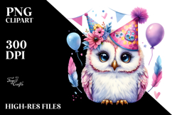 Vibrant Baby Owl Party Hat Clipart Product Image 2