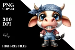 Cow Bandana Farm Jeans | Watercolor Product Image 3