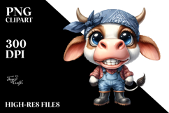 Cow Bandana Farm Jeans | Watercolor Product Image 2