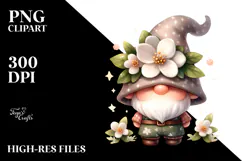 Cute Gnome with Jasmine PNG Product Image 2