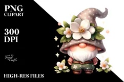 Cute Gnome with Jasmine PNG Product Image 2