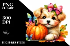 Cute Baby Dog Pumpkin Clipart Product Image 3