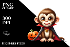 Funny Monkey Spider Web Haloween Clipart Product Image 2