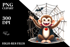 Funny Monkey Spider Web Haloween Clipart Product Image 2