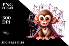 Funny Monkey Spider Web Haloween Clipart Product Image 2