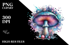 Glossy Mystical Mushroom Watercolor, High-Res PNG Product Image 2