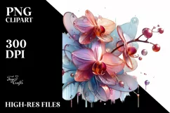 Abstract Glossy Orchid Art, Transparent PNG Product Image 3