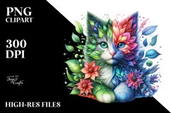 Abstract Vibrant Watercolor Kitten PNG Product Image 3