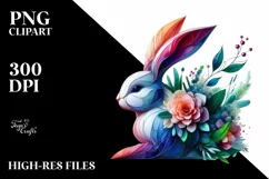 Abstract Vibrant Watercolor Bunny PNG Product Image 3