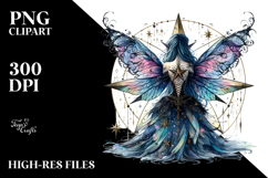 Gothic Fairy on Star, Back View PNG Product Image 2