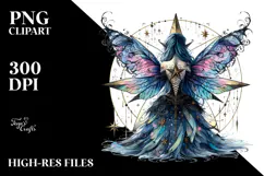 Gothic Fairy on Star, Back View PNG Product Image 2