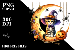 Halloween Kitten on Moon PNG Product Image 2