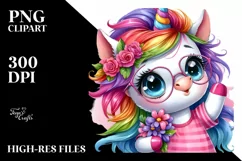 Cute Baby Unicorn Playing PNG Product Image 1