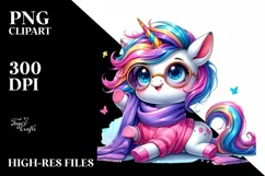 Cute Baby Unicorn Playing PNG Product Image 1