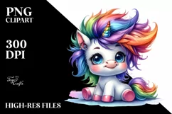 Cute Baby Unicorn Playing PNG Product Image 3