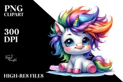 Cute Baby Unicorn Playing PNG Product Image 2