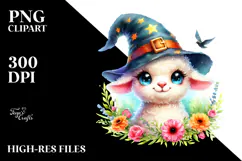 Vibrant Baby Lamb with Wizard Hat PNG Product Image 2