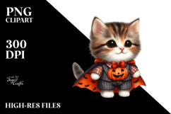 Funny Cute Kitten Halloween Suit Clipart Product Image 2