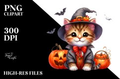 Funny Cute Kitten Halloween Suit Clipart Product Image 1