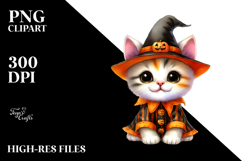Funny Cute Kitten Halloween Suit Clipart Product Image 2