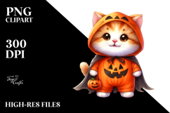 Funny Cute Kitten Halloween Suit Clipart Product Image 2