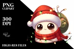 Cute Baby Snail with Santa Hat PNG Product Image 2