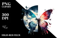 Colorful Grungy Butterfly Silhouettes with Modern Background Product Image 2